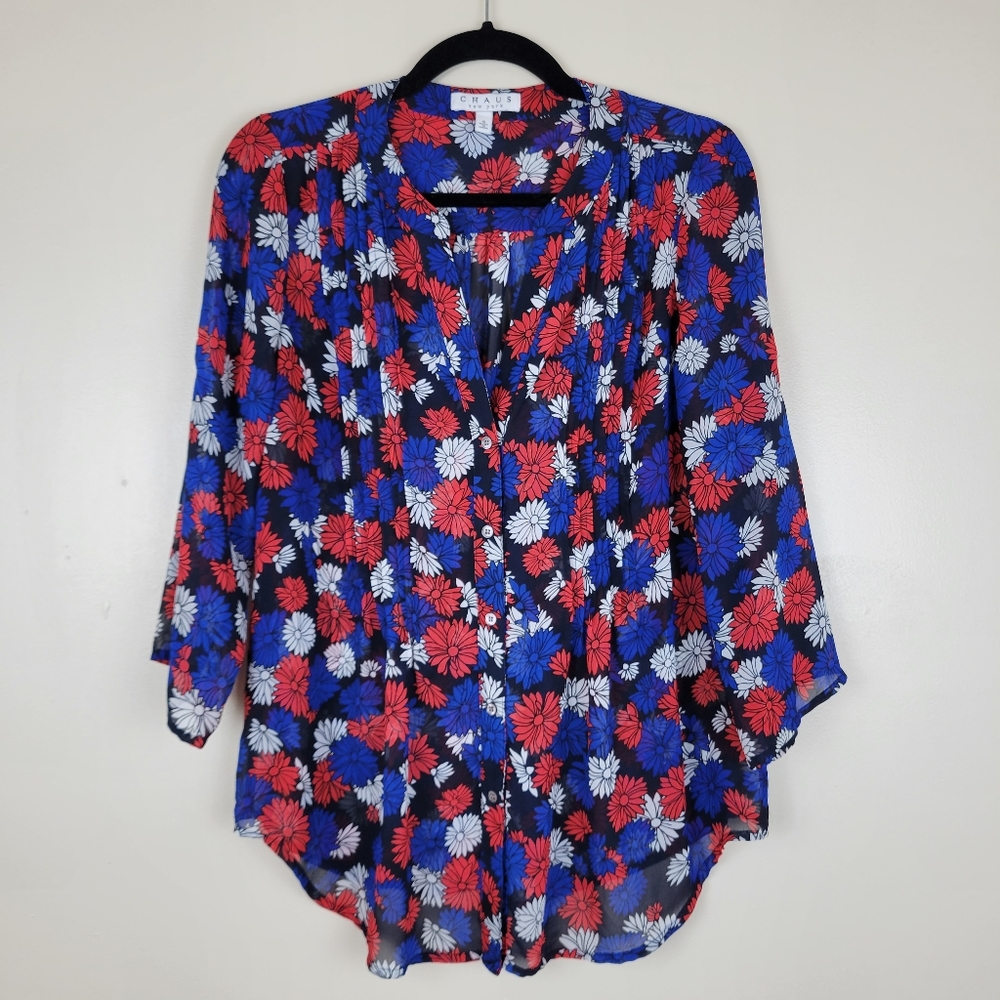 Chaus New York Patriotic Blouse